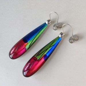 Peacock Long Slim Drop Earrings