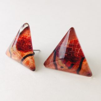 'Acrylic Triangle Studs in Red