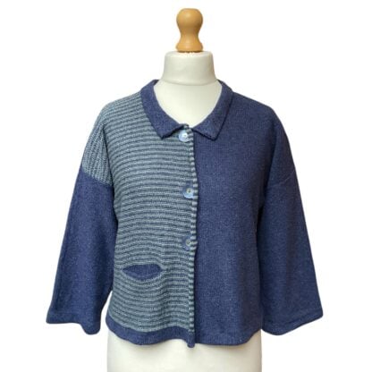 ‘Aretha’ Cardigan in Bluebell/Mint