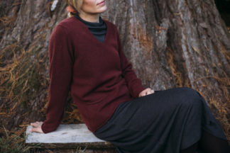 Corry V Neck Pocket Sweater in Rusty