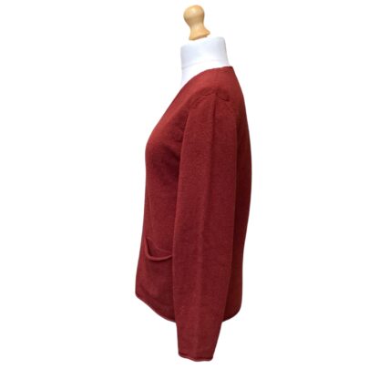 Corry V Neck Pocket Sweater in Rusty