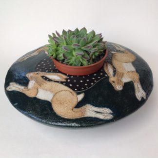 ‘Hares’ Pod Planter with Succulents