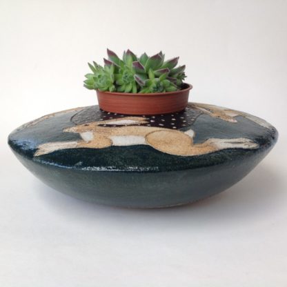 ‘Hares’ Pod Planter with Succulents