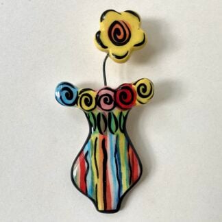 ‘Striped Flower Vase’ Brooch