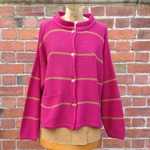 'Mirage' Cardigan in Cerise/Sap