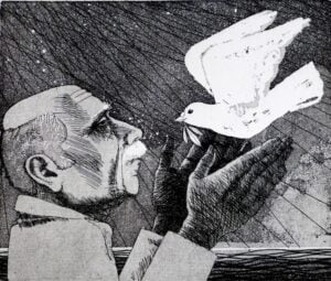 ‘Man Dove Olive Branch ll’