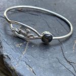 'Silver Leaping Hare Bangle with Labradorite'