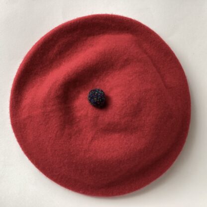 Pompom Beret in Scarlet