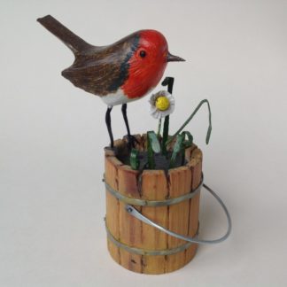 ‘Robin on Wooden Pail’