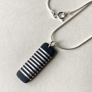 ‘Black Stripy Medium Pendant’
