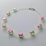 Pink Cube Dichroic Glass Necklace