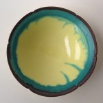 Yellow and Bronze Shallow Bowl