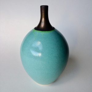 Green and Bronze Round Bottle