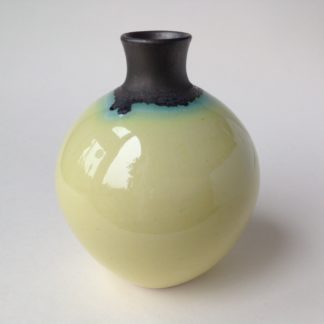 Yellow and Bronze Squat Vase