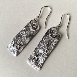‘Silver Oblong Drop Earrings’
