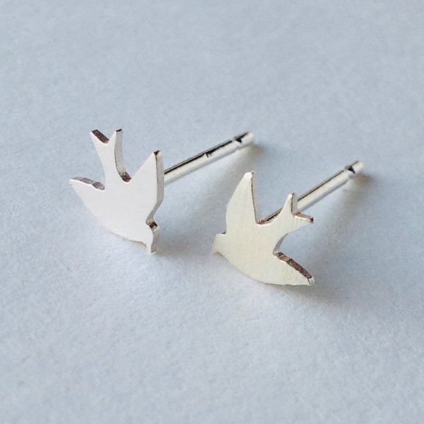 Tiny Silver Swallow Studs