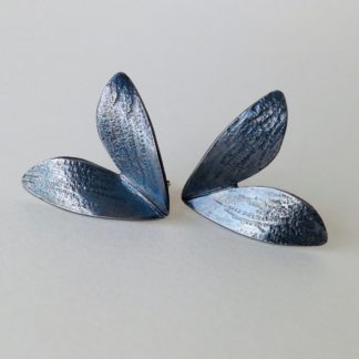 Oxidised Silver Moth Earrings