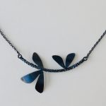 'Oxidised Silver Moths on Branch Necklace