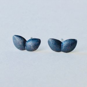 Tiny Oxidised Silver Double Succulent Studs