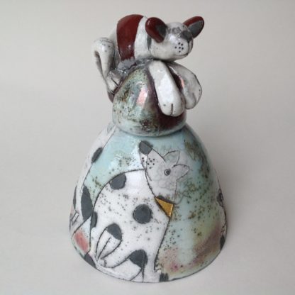Lidded Pot with Cat & Dog