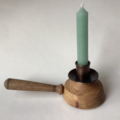 Forged Iron & Wood Candleholder