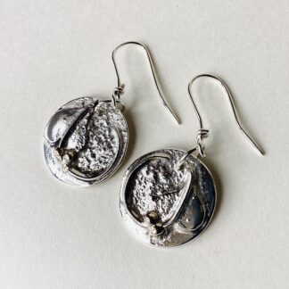 ‘Silver Earrings with Leaf and Gold Blob’
