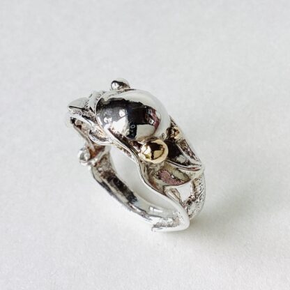 ‘Silver Ring with Leaf & Dome’