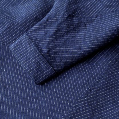 'Cumbria Shirt Indigo Pinstripe Linen'