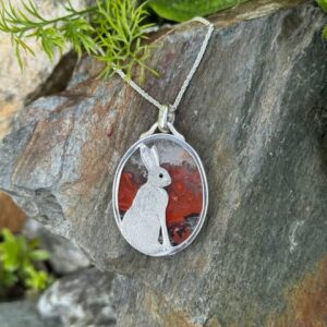 'Sunset Hare on Crazy Lace Agate'