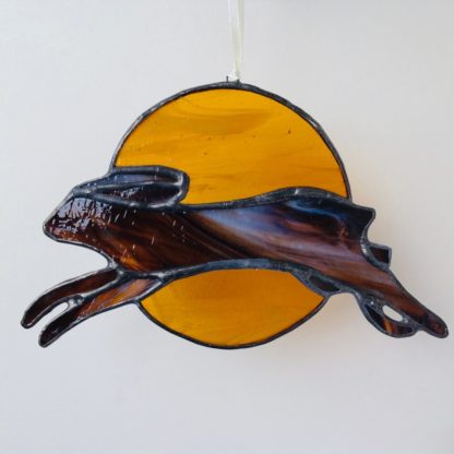 Hare Over Moon in Stained Glass