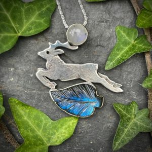 'Silver Stag Leap Pendant'  