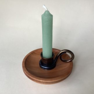 Wood & Forged Iron Candleholder