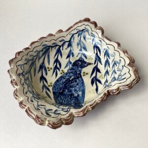 'Painterly Bird' Scalloped Dish