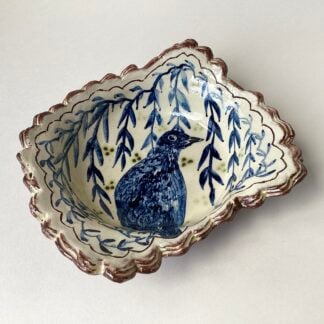 'Painterly Bird' Scalloped Dish