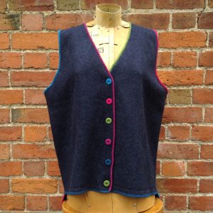 Indigo Brights Long Back Button Waistcoat