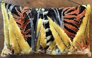 'Mustard and Rust Leaves on Charcoal'