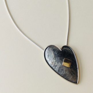 Oxidised Silver & Gold Heart Pendant