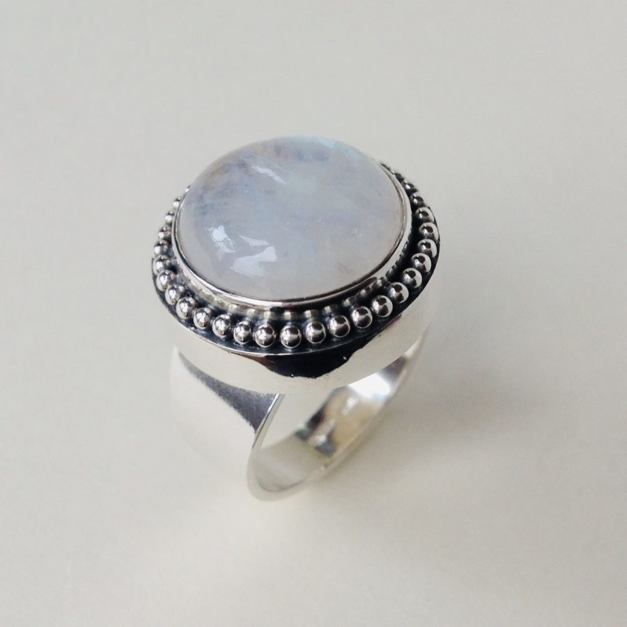 Round Rainbow Moonstone Ring - Old Chapel Gallery