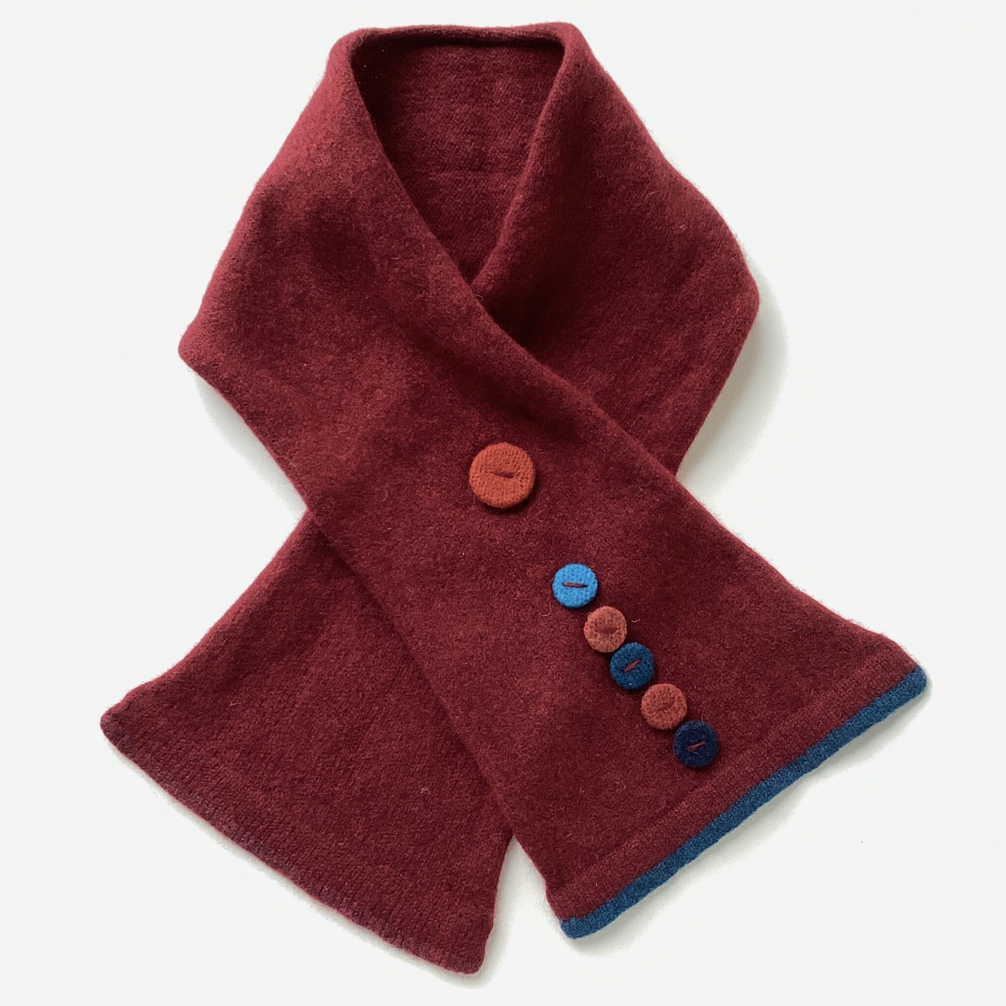 Scraf Button 'Button Scarf in Carmine' - Old Chapel Gallery