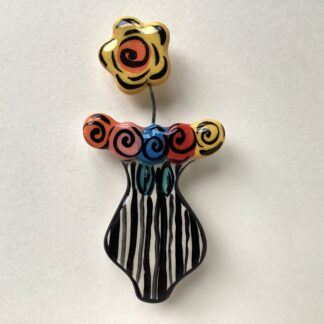 'Rose Vase'  Brooch
