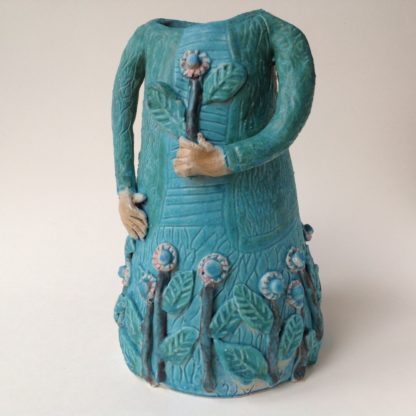 Turquoise Lady Vase with Flowers