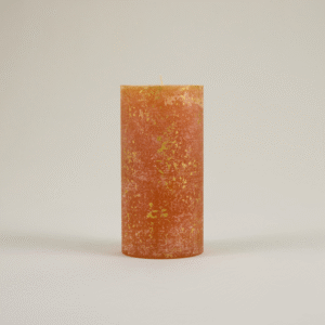 Orange and Cinnamon, Gold Marbled Pillar Candle