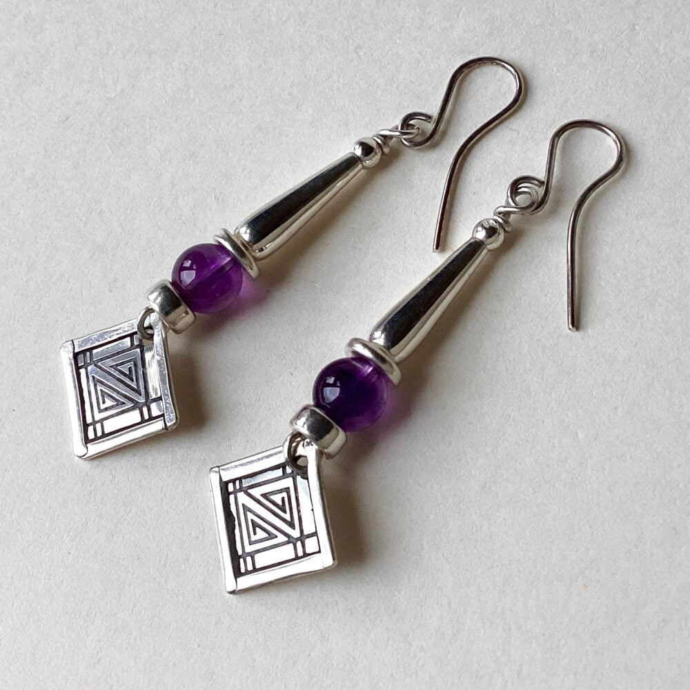'Amethyst and Silver' Earrings