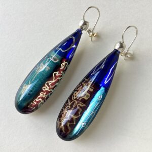 ‘Smoky Blue’ Long Drop Earrings