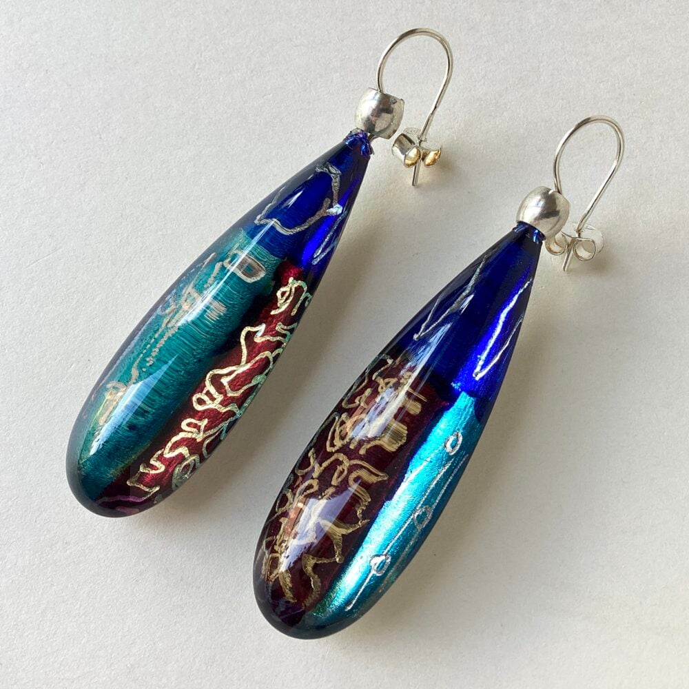 ‘Smoky Blue’ Long Drop Earrings
