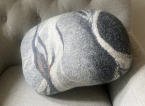 ‘Grey & White Felt Pebble Cushion’