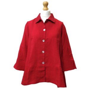 ‘Flare Shirt in Red Pinstripe Linen' 