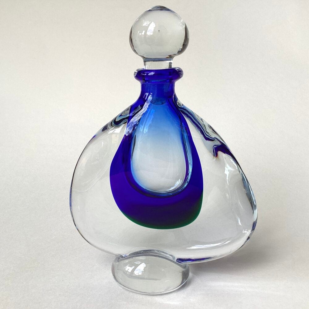 ‘Blue Green Merge Footed Scent Bottle’