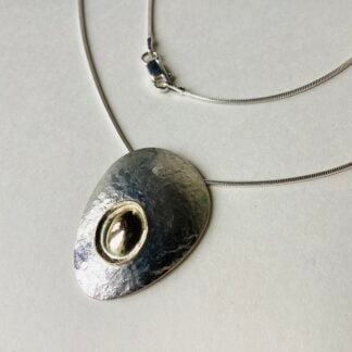 Silver Oval Pebble Pendant