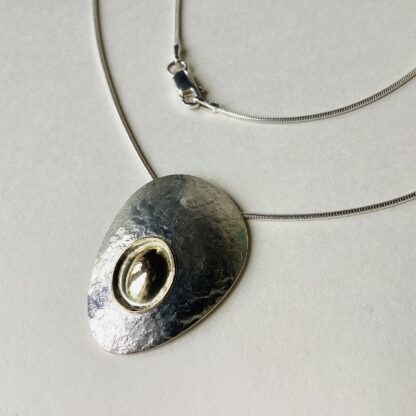 Silver Oval Pebble Pendant